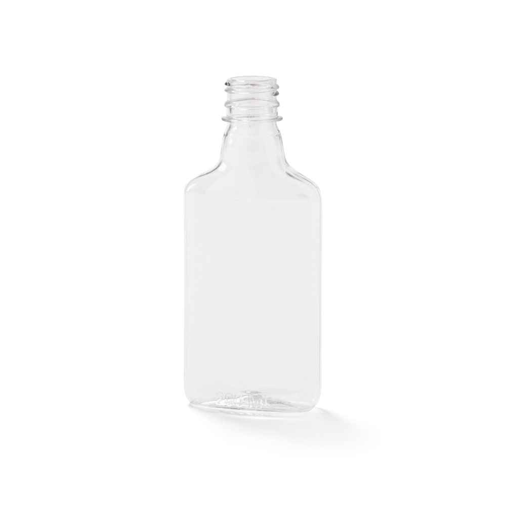 375 ml Clear Glass Flask Bottles w/ Black Ribbed Tamper Evident Caps