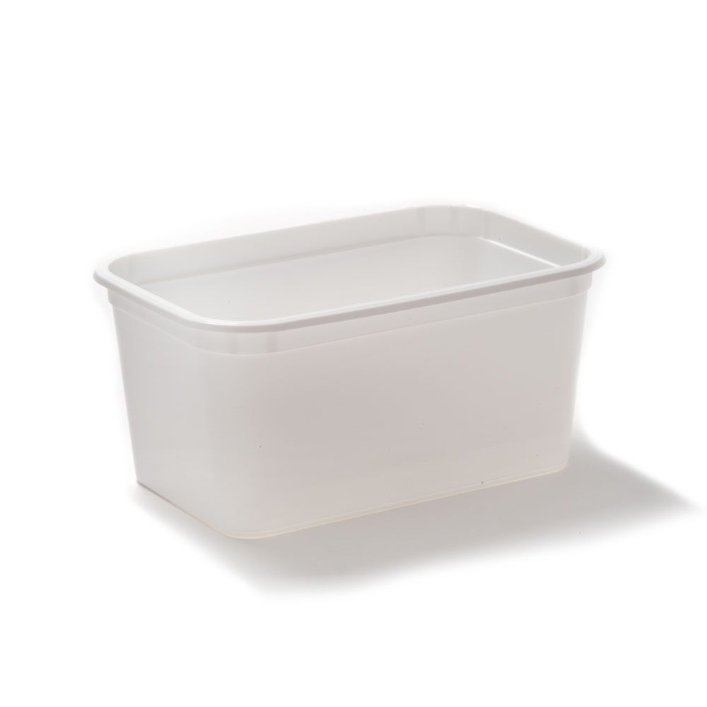 Vigor 4 Qt. White Square Polyethylene Food Storage Container and Green Lid