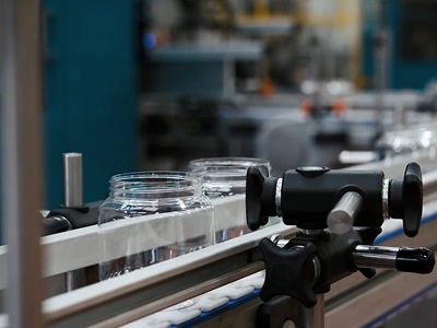Plastic jar in manufacturing setting