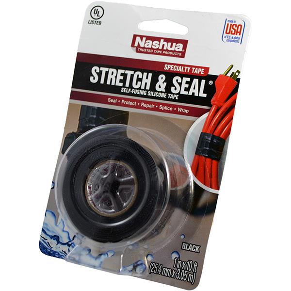 Nashua Tape 1 in x 3.33 yd Stretch and Seal Self Fusing Silicone Tape Black 